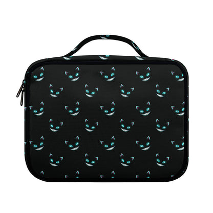 Black Cheshire Cat Pattern Print Briefcase Bible Bag