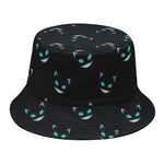 Black Cheshire Cat Pattern Print Bucket Hat