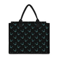 Black Cheshire Cat Pattern Print Canvas Tote Bag