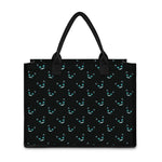 Black Cheshire Cat Pattern Print Canvas Tote Bag