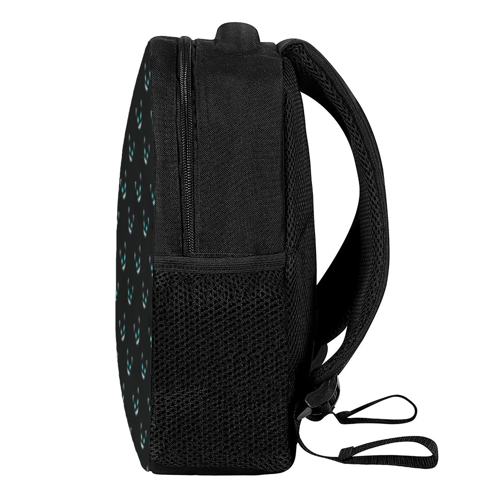 Black Cheshire Cat Pattern Print Casual Backpack
