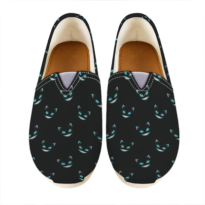 Black Cheshire Cat Pattern Print Casual Shoes