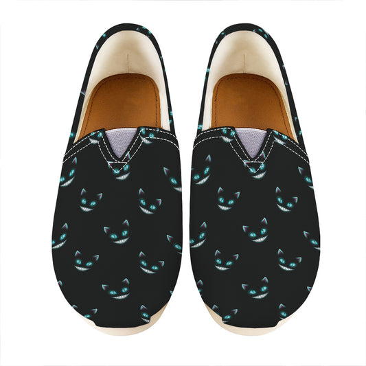 Black Cheshire Cat Pattern Print Casual Shoes