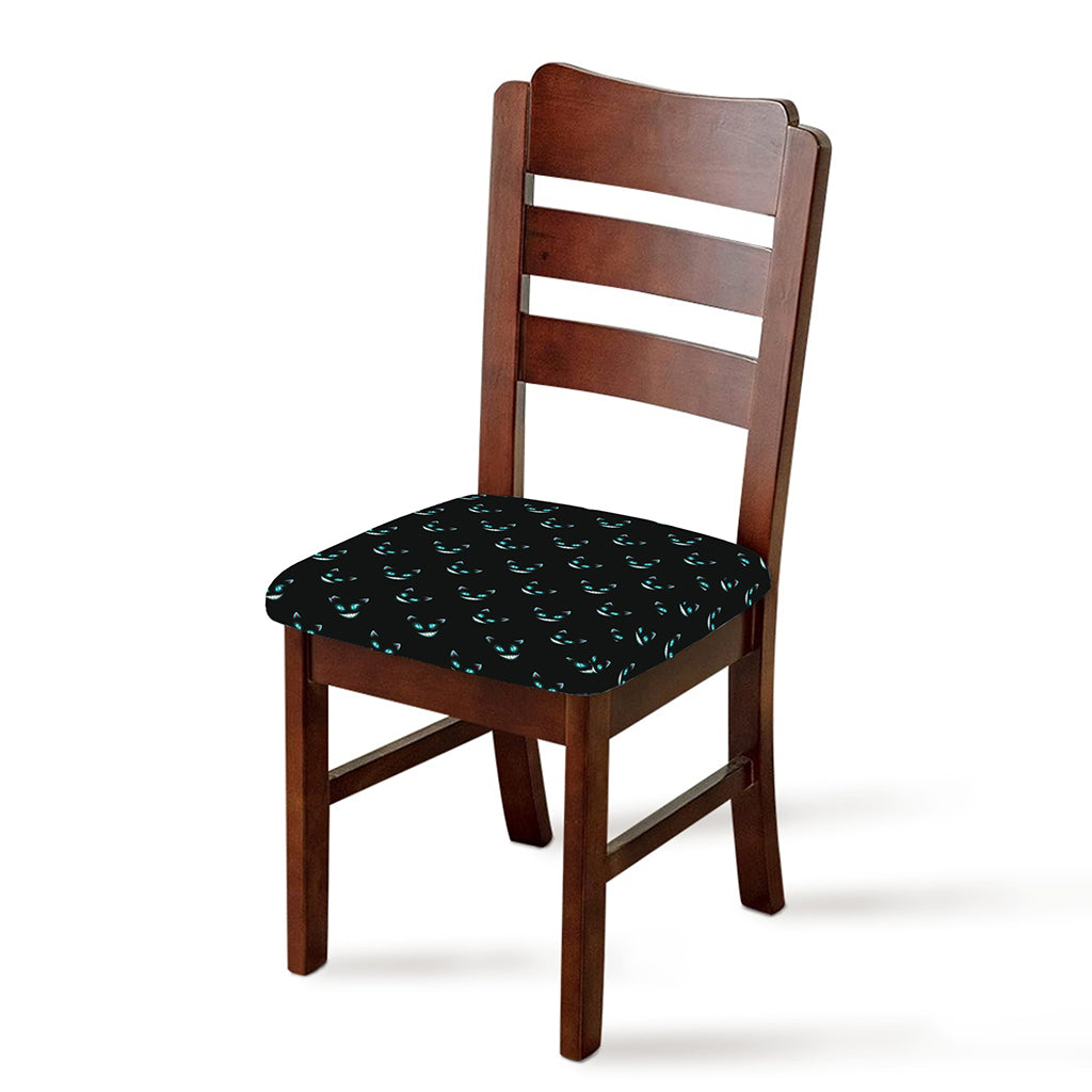 Black Cheshire Cat Pattern Print Chair Cushion Cover