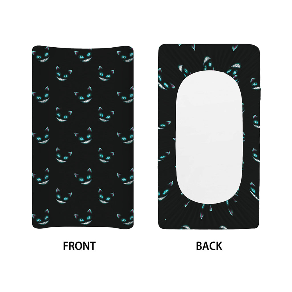 Black Cheshire Cat Pattern Print Changing Pad Cover