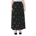 Black Cheshire Cat Pattern Print Chiffon Maxi Skirt
