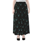 Black Cheshire Cat Pattern Print Chiffon Maxi Skirt