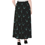 Black Cheshire Cat Pattern Print Chiffon Maxi Skirt