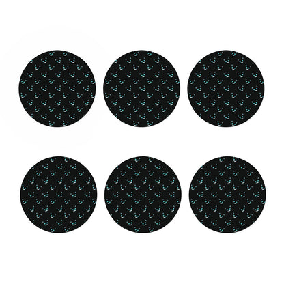 Black Cheshire Cat Pattern Print Coaster Set