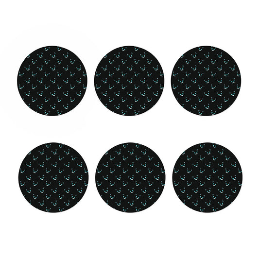 Black Cheshire Cat Pattern Print Coaster Set