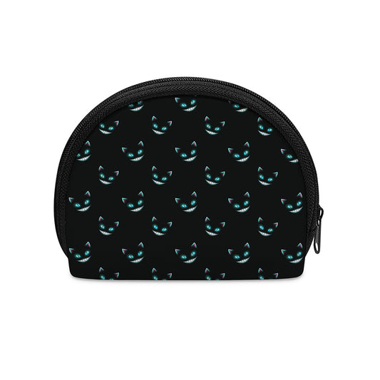Black Cheshire Cat Pattern Print Coin Purse