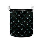 Black Cheshire Cat Pattern Print Collapsible Laundry Basket