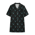 Black Cheshire Cat Pattern Print Cotton Hawaiian Shirt