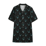 Black Cheshire Cat Pattern Print Cotton Hawaiian Shirt