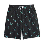 Black Cheshire Cat Pattern Print Cotton Shorts