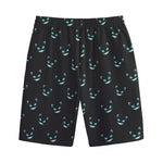 Black Cheshire Cat Pattern Print Cotton Shorts
