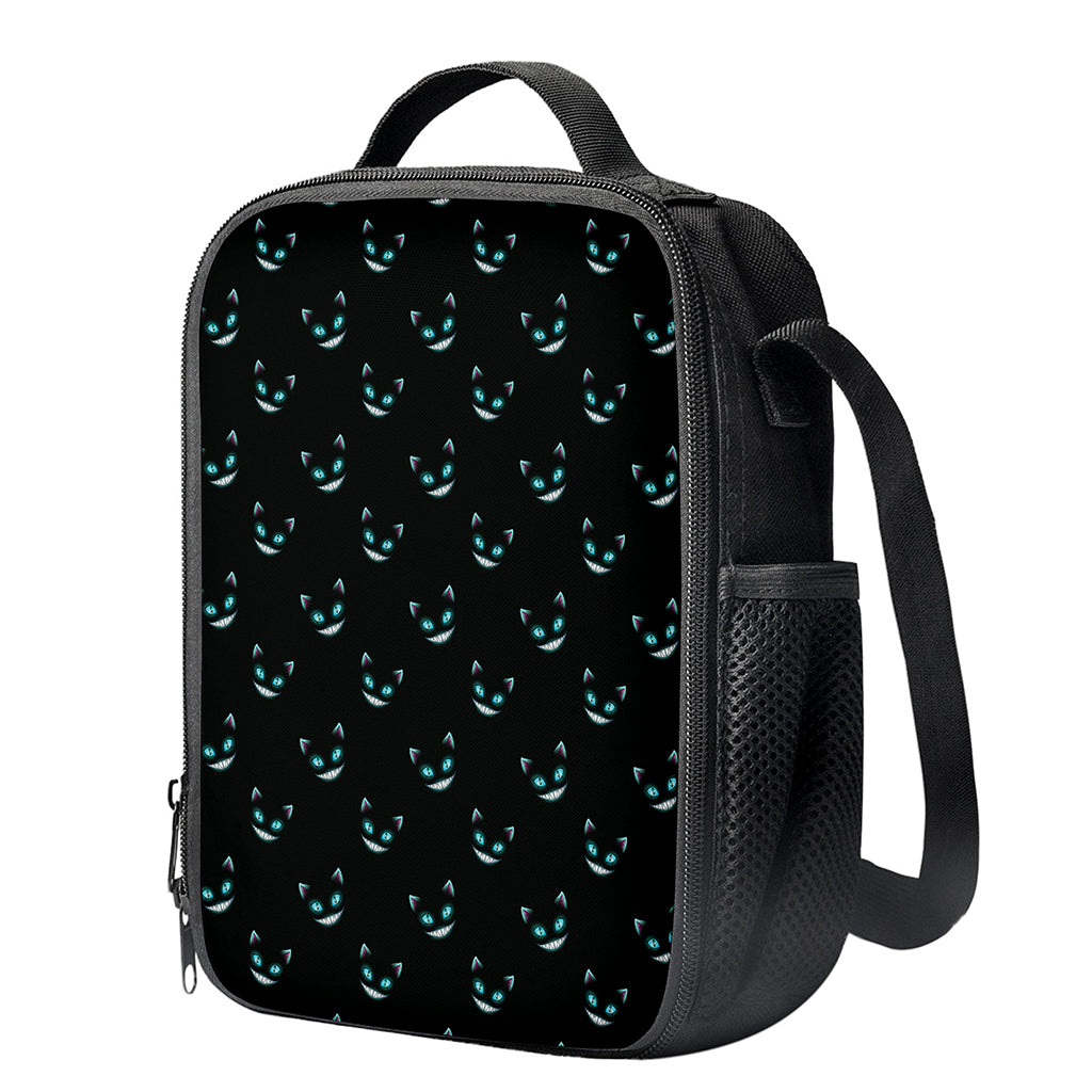 Black Cheshire Cat Pattern Print Crossbody Lunch Bag