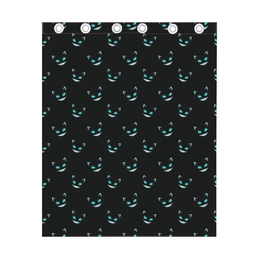 Black Cheshire Cat Pattern Print Curtain