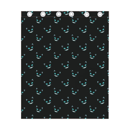 Black Cheshire Cat Pattern Print Curtain