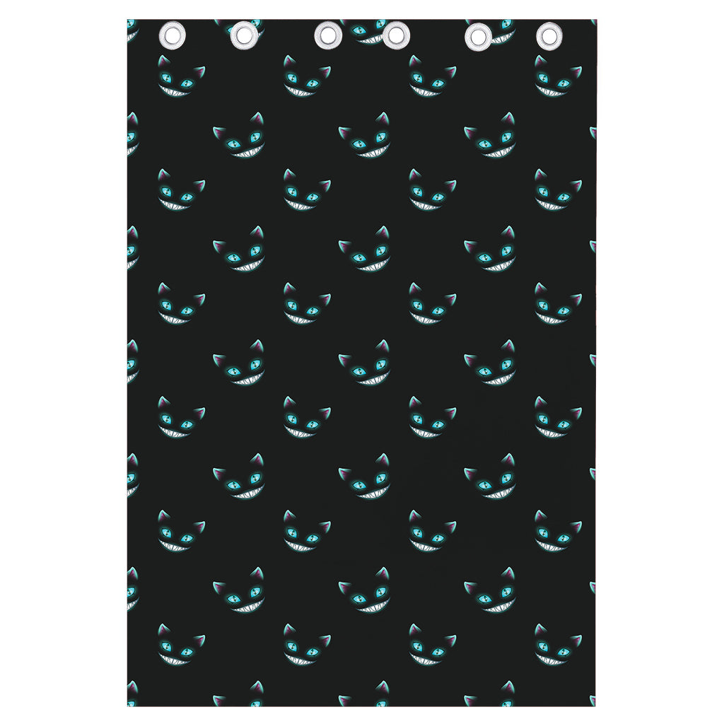 Black Cheshire Cat Pattern Print Curtain