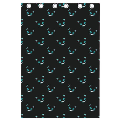 Black Cheshire Cat Pattern Print Curtain