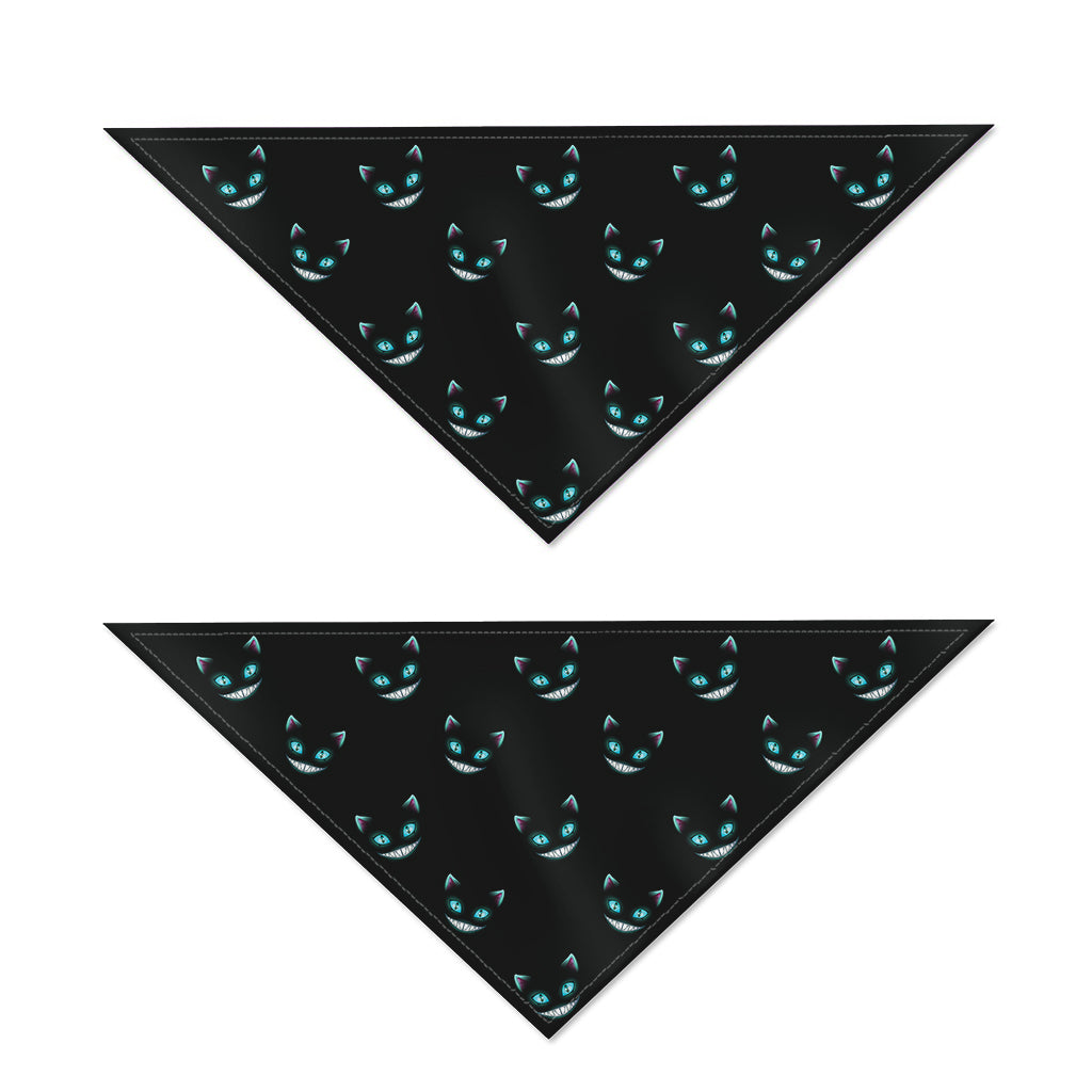Black Cheshire Cat Pattern Print Dog Bandana