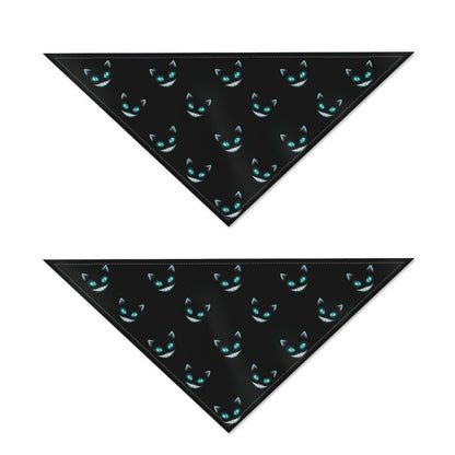 Black Cheshire Cat Pattern Print Dog Bandana