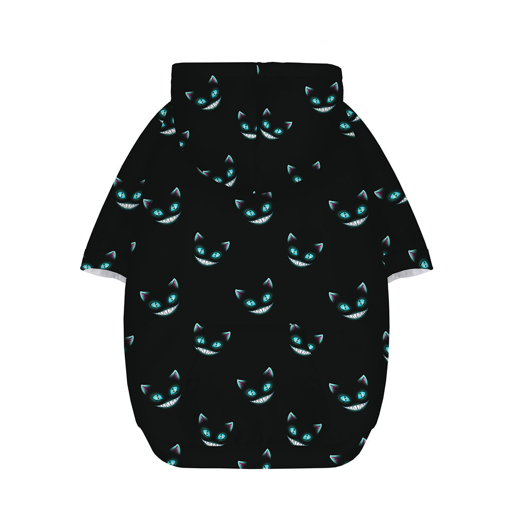 Black Cheshire Cat Pattern Print Dog Zip Up Hoodie