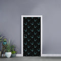 Black Cheshire Cat Pattern Print Door Sticker