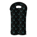 Black Cheshire Cat Pattern Print Double Neoprene Wine Tote