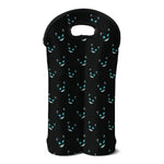 Black Cheshire Cat Pattern Print Double Neoprene Wine Tote