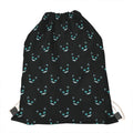 Black Cheshire Cat Pattern Print Drawstring Bag