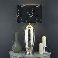 Black Cheshire Cat Pattern Print Drum Lamp Shade