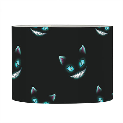 Black Cheshire Cat Pattern Print Drum Lamp Shade