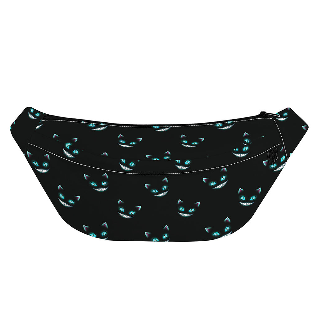 Black Cheshire Cat Pattern Print Fanny Pack