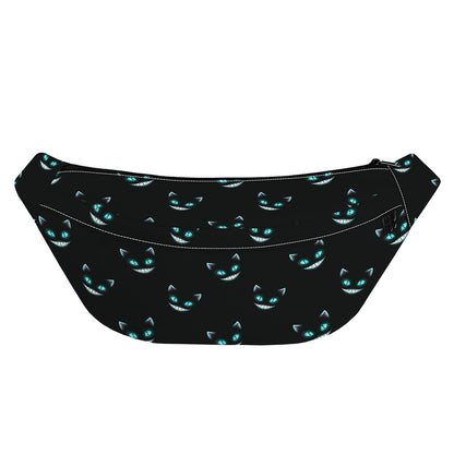 Black Cheshire Cat Pattern Print Fanny Pack
