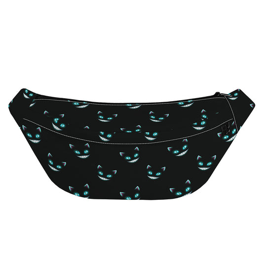 Black Cheshire Cat Pattern Print Fanny Pack