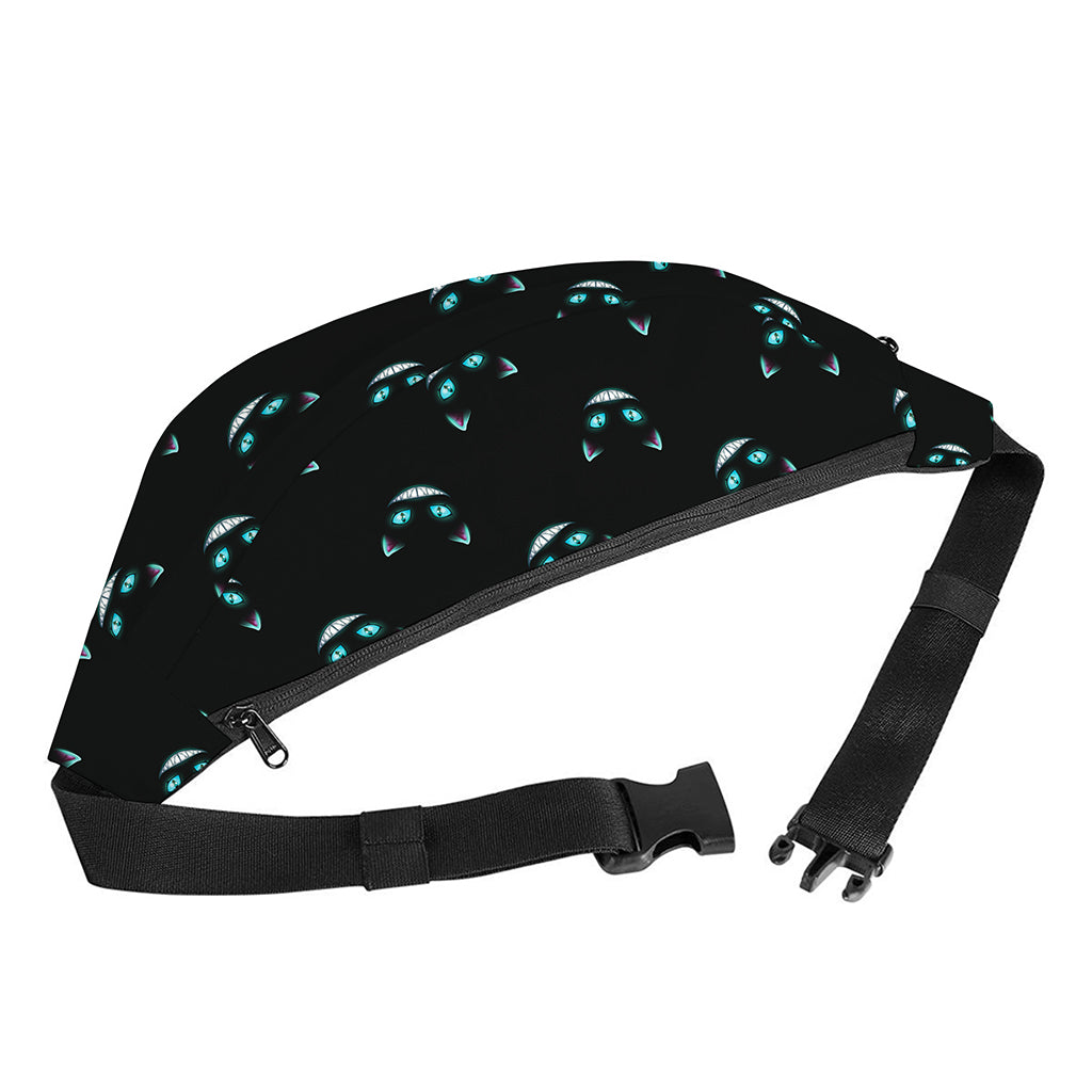 Black Cheshire Cat Pattern Print Fanny Pack
