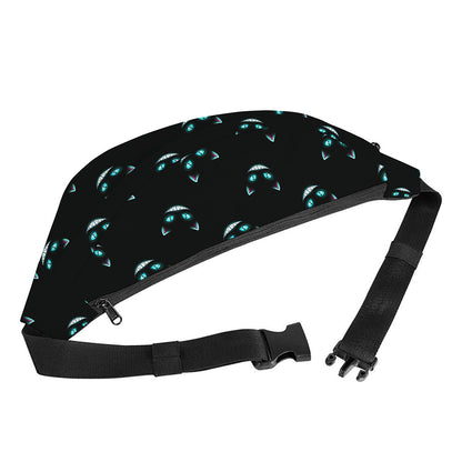 Black Cheshire Cat Pattern Print Fanny Pack