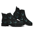 Black Cheshire Cat Pattern Print Flat Ankle Boots
