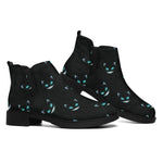 Black Cheshire Cat Pattern Print Flat Ankle Boots
