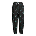 Black Cheshire Cat Pattern Print Fleece Lined Knit Pants
