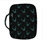 Black Cheshire Cat Pattern Print Front Pocket Bible Bag