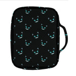 Black Cheshire Cat Pattern Print Front Pocket Bible Bag