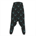 Black Cheshire Cat Pattern Print Hammer Pants