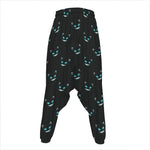 Black Cheshire Cat Pattern Print Hammer Pants