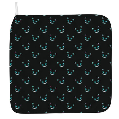 Black Cheshire Cat Pattern Print Hand Towel
