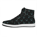 Black Cheshire Cat Pattern Print High Top Leather Sneakers