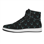 Black Cheshire Cat Pattern Print High Top Leather Sneakers