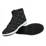 Black Cheshire Cat Pattern Print High Top Leather Sneakers